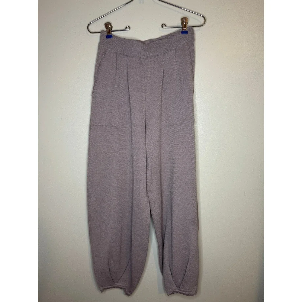 Free People Beach Mauve Knit Harem Pants Pleated Balloon Leg Trousers Small